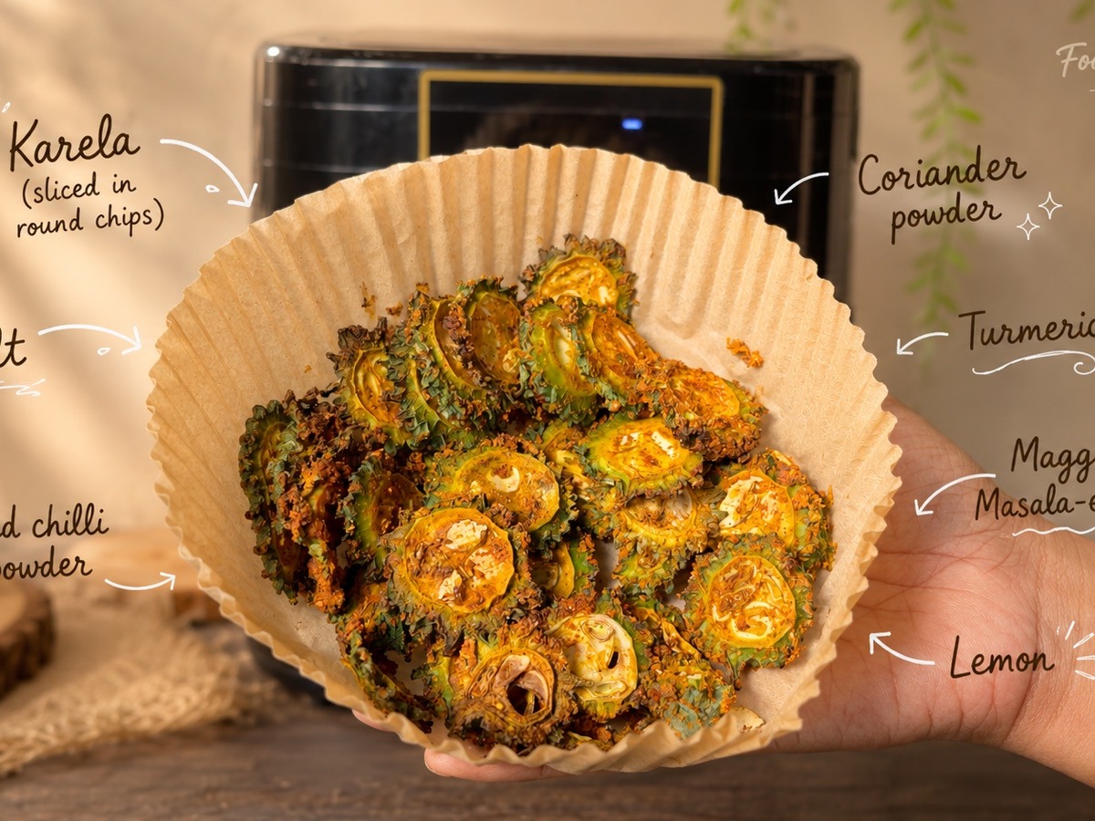Zero-Oil Crispy Karela Chips (Air-Fryer Snack)